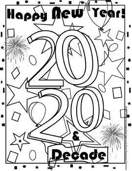 Preview of Happy New Year 2020 Coloring Sheet