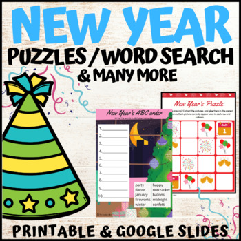 Preview of NEW YEAR'S PUZZLES/ ABC ORDER/WORD SEARCH/ WRITING/ DIGITAL