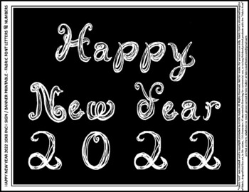 Preview of Happy New Year 2022 10x8 Inch Black Display Printable White Fabric Font
