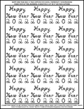 Preview of Happy New Year 2022 15 Tags Captions Black Fabric Font Letters And Numbers