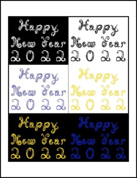 Preview of Happy New Year 2022 6 Tags Captions Black Veri Peri Purple Silver Gold Blue
