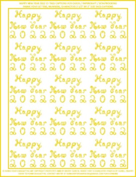 Preview of Happy New Year 2022 15 Tags Captions Gold Fabric Font Letters And Numbers
