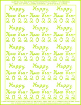 Preview of Happy New Year 2022 15 Tags Captions Green Fabric Font Letters And Numbers