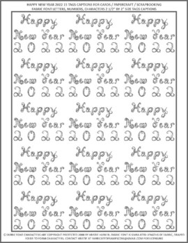 Preview of Happy New Year 2022 15 Tags Captions Silver Fabric Font Letters And Numbers