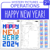 Happy New Year 2024 Math Mystery Picture Grade 2 Additions