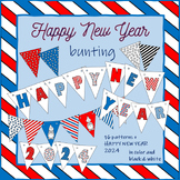 Happy New Year 2024 Bulletin Board Bunting & Coloring Activity