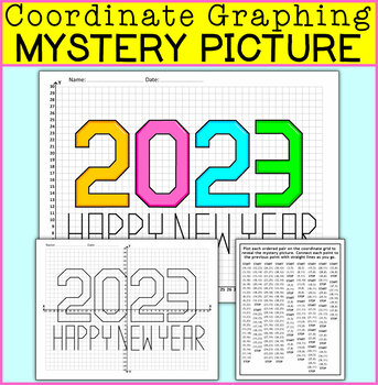 Preview of Happy New Year 2023 Coordinate Graphing Picture - New Years 2023 Activities