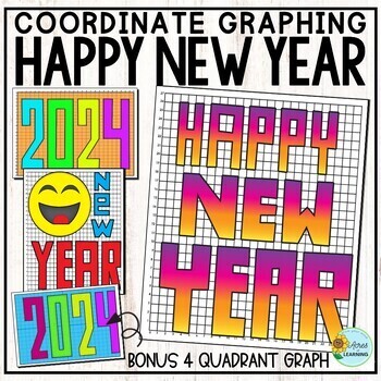 Preview of Happy New Year 2024 Coordinate Plane Mystery Graphing | Fast Finishers Activity