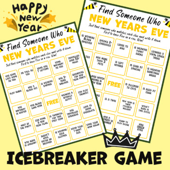 Preview of Happy New Year Find Someone Who bingo classroom activities middle 5th 6th 7th