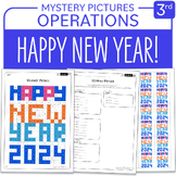 Happy New Year 2024 Math Mystery Picture Grade 3 Multiplic