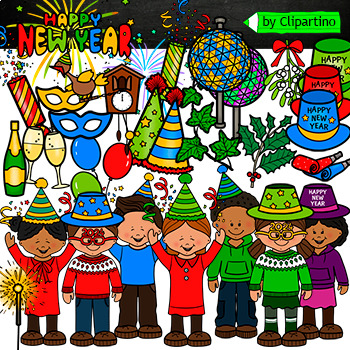 Preview of Happy New Year Clip art Commercilal use/ New Year kids clip art bundle