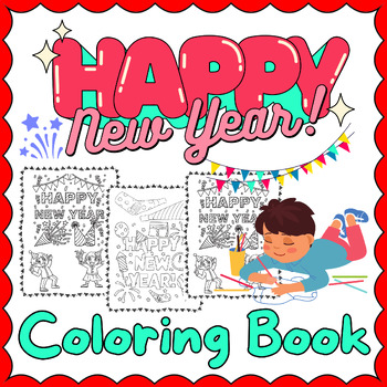 Preview of Happy New Year 2024 Coloring Pages For Toddlers | Kids Coloring Sheets