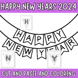 New Years 2024 Coloring Pages /  Flags craft & Printable B