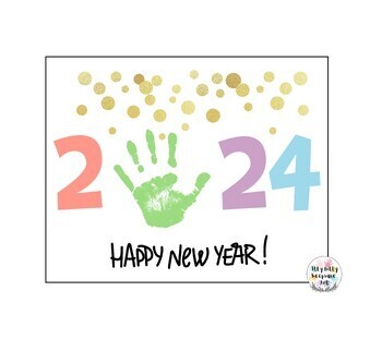 Preview of Happy New Year 2024 Handprint Craft Printable Template