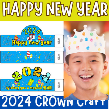 Preview of New Year 2024 Hats Craft Crown | January Activity for kindergarten preschool 1st