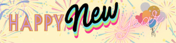 Preview of Happy New Year ANIMATED Virtual BANNER | NEON| VIRTUAL BANNER | GOOGLE CLASSROOM