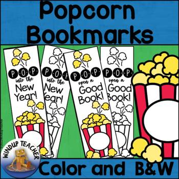 Preview of Popcorn Bookmarks to Color - Pop Open a Book & Happy New Year Versions