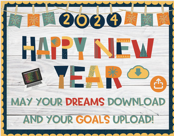 Preview of Happy New Year Bulletin Board Kit/ Technology/ STEM