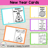 Happy New Year Cards (B&W - Blank inside) -- Preschool | P