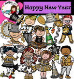 Happy New Year Clip Art- Black, Silver & Gold Theme Party