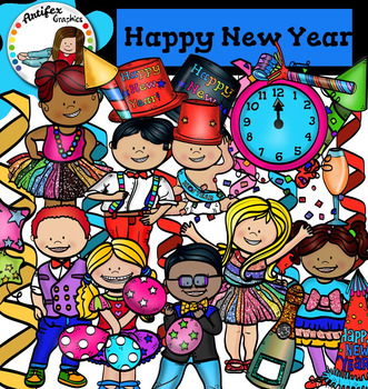 Preview of Happy New Year Clip Art- Colorful Theme Party