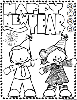 Preview of Happy New Year Coloring Pages 2024  [FREE!]
