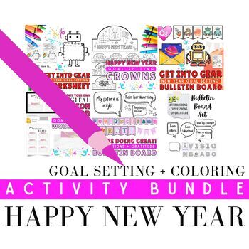 Preview of Happy New Year Complete Goal Setting Activity Bundle