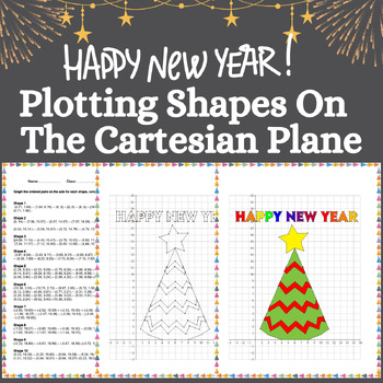 Preview of Happy New Year Coordinate Graphing Picture on the Cartesian Plane New Years