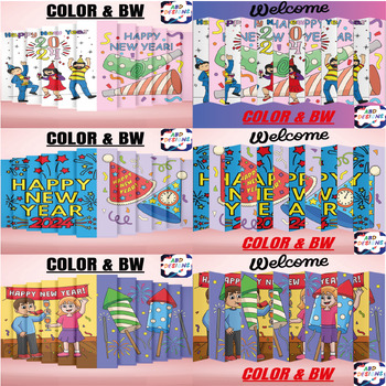 Preview of Happy New Year Craft Bulletin Board Coloring Activities Agamograph / Bundle