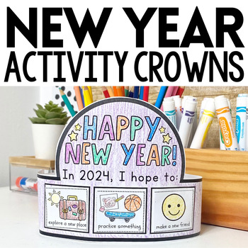 Preview of Happy New Year Crown Printable with Goal Setting