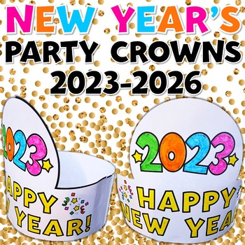 Preview of Happy New Year 2024 Craft Party Hat Crown Headband Crafitvity