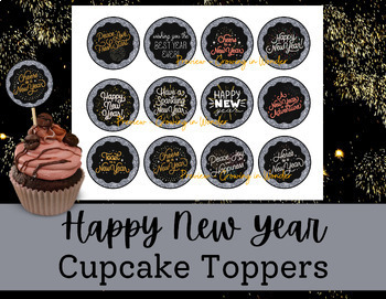 Preview of Happy New Year Cupcake Toppers