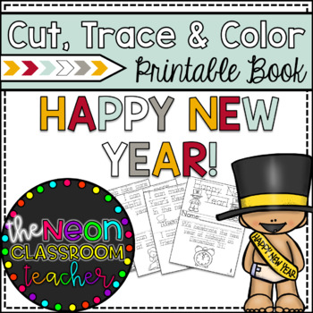 Preview of "Happy New Year" Cut, Trace and Color Printable Book!