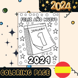 Happy New Year 2024 - Feliz Año Nuevo Spanish Coloring Pag