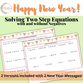 Preview of Happy New Year Hidden Message Math Activity // Solving Two Step Equations