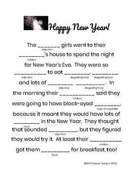 Happy New Year! Mad Lib by Forever Young in SPED | TpT