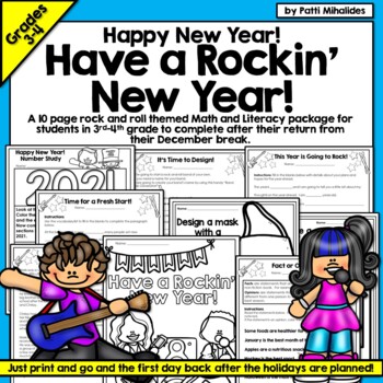 Preview of Happy New Year!  Math & Literacy Activity Pages Workbook
