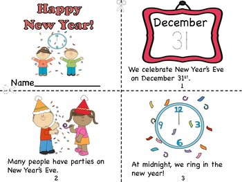 Preview of Happy New Year! Mini Book/Coloring Page/Resolution Page