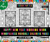 Happy New Year Morning Work Relaxing Mandala Coloring Page