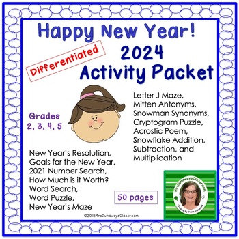 Happy New Year Packet 21 Edition Grades 2 3 4 5 Tpt