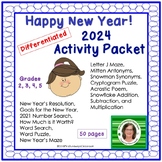 Happy New Year Packet 2024 Edition (GRADES 2, 3, 4, 5)