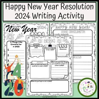 Preview of Happy New Year's Resolution 2024 Writing Activity