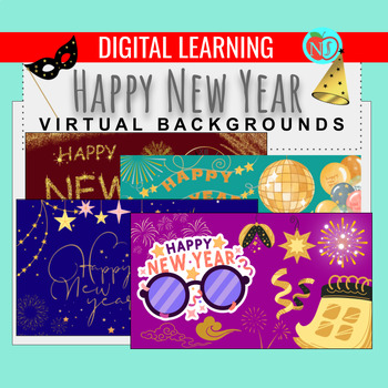 Preview of Happy New Year Virtual Backgrounds | 10 HOLIDAY THEME BACKGROUDS for Zoom