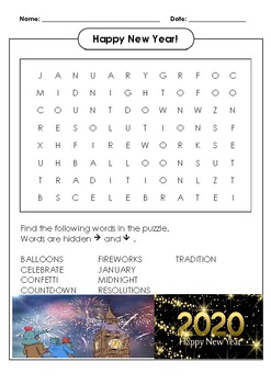 Happy New Year! Word Search 2020 by Anabell Miller | TpT