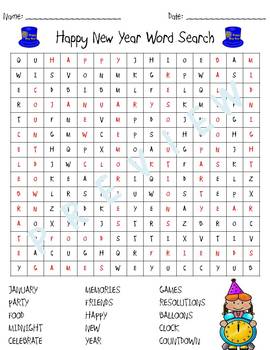 Happy New Year Word Search Printable