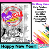 Happy New Year Word Search Activity : Early Finishers : Mo