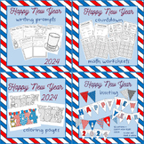 Happy New Year 2024 Activity Bundle: Writing, Math, Colori