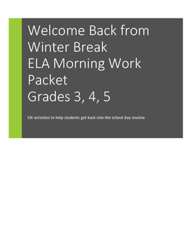 Preview of Happy New Year and Welcome Back! ELA Morning Work Packet: Grades 3, 4, 5