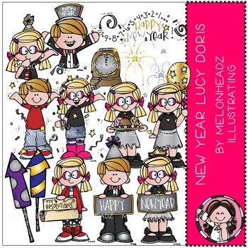 Preview of Happy New Year clip art - Lucy Doris - COMBO PACK - by Melonheadz