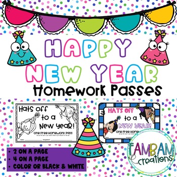 Preview of Happy New Year's Homework Passes